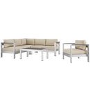 Shore 5 Piece Outdoor Patio Aluminum Sectional Sofa Set