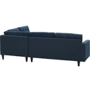 Empress 2 Piece Upholstered Fabric Right Facing Bumper Sectional