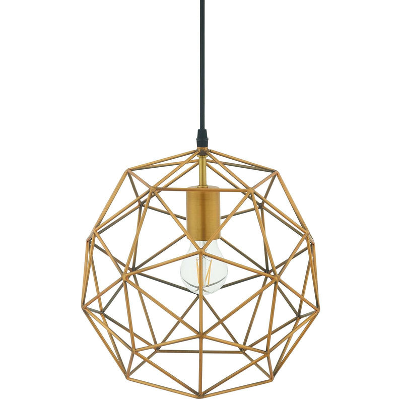 Rarity Geometric Decagon-Shaped Brass Pendant Light