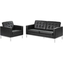 Loft 2 Piece Leather Loveseat and Armchair Set