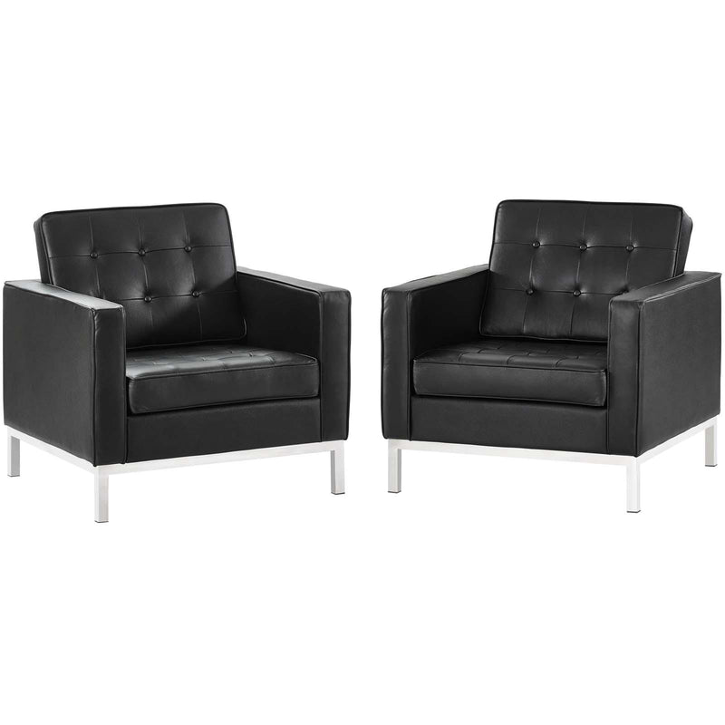 Loft 2 Piece Leather Armchair Set