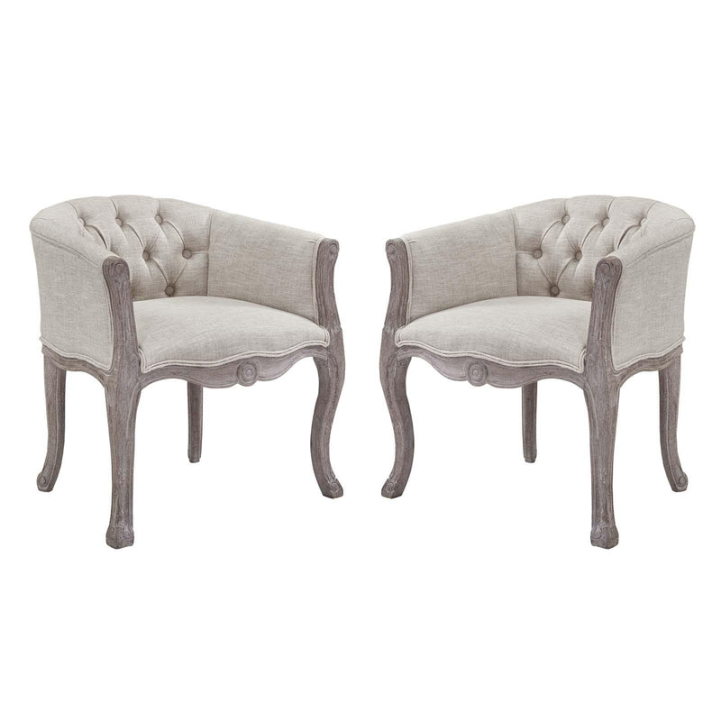 Crown Vintage French Upholstered Fabric Dining Armchair Set of 2