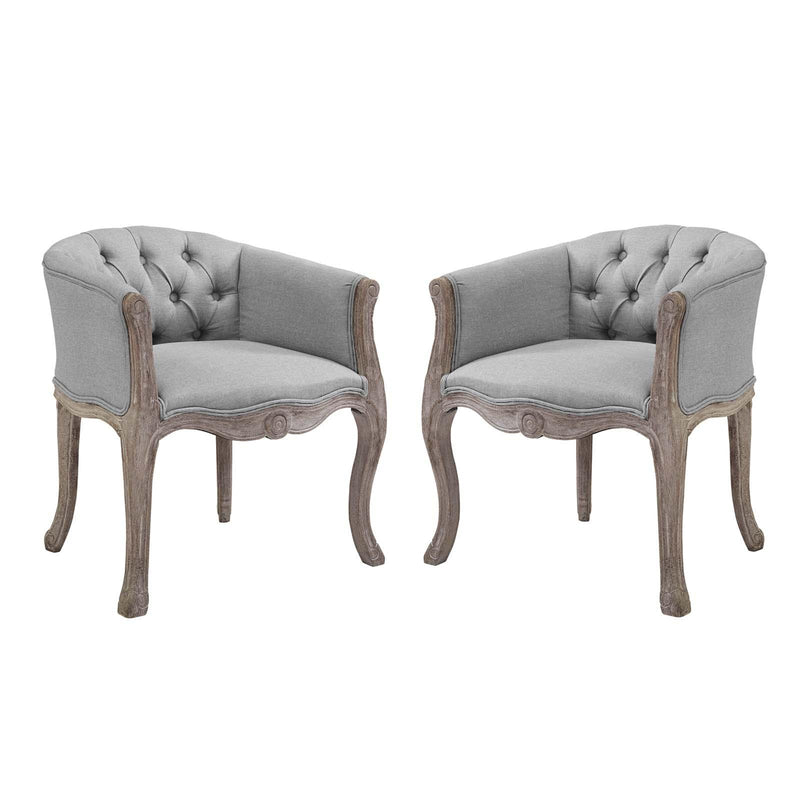 Crown Vintage French Upholstered Fabric Dining Armchair Set of 2