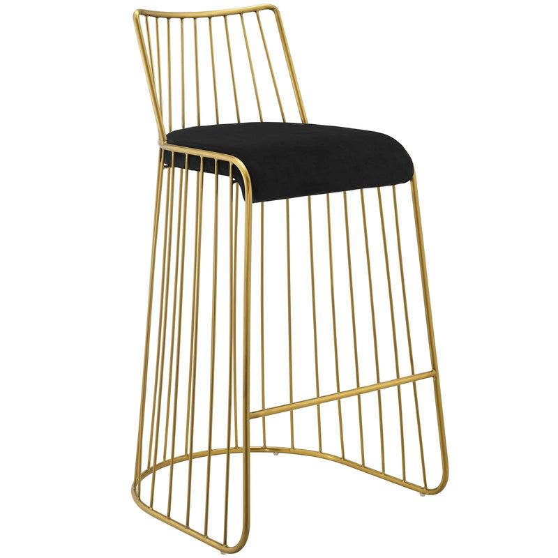 Rivulet Gold Stainless Steel Performance Velvet Bar Stool