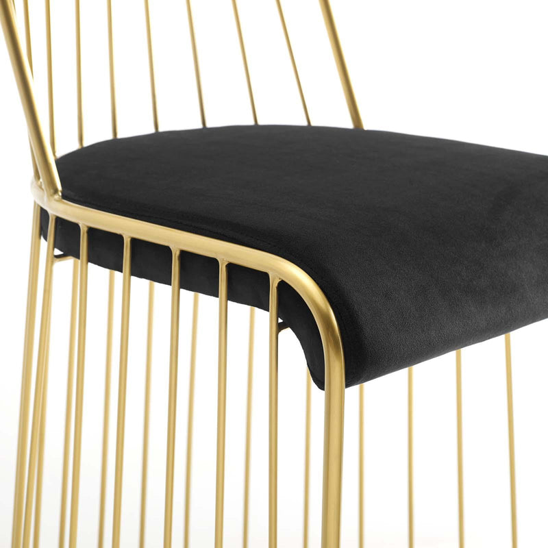 Rivulet Gold Stainless Steel Performance Velvet Bar Stool