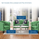 Prospect 3 Piece Upholstered Fabric Loveseat and Armchair Set