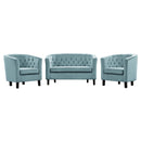 Prospect 3 Piece Performance Velvet Loveseat and Armchair Set