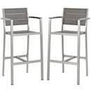 Shore Bar Stool Outdoor Patio Aluminum Set of 2