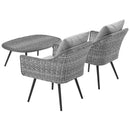 Endeavor 3 Piece Outdoor Patio Wicker Rattan Armchair and Coffee Table Set