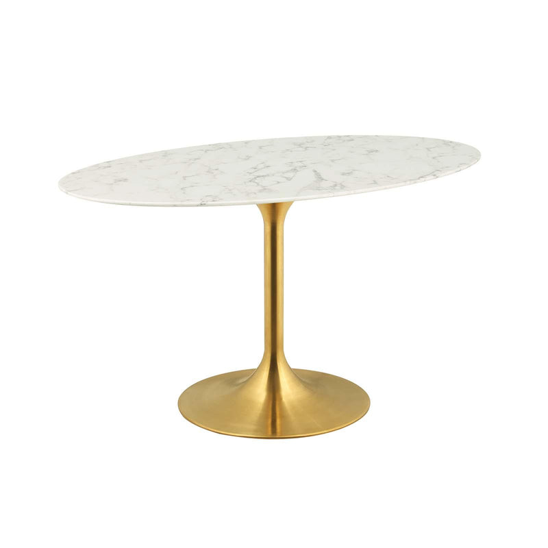 Lippa 54" Oval Artificial Marble Dining Table