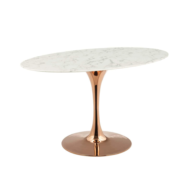 Lippa 54" Oval Artificial Marble Dining Table
