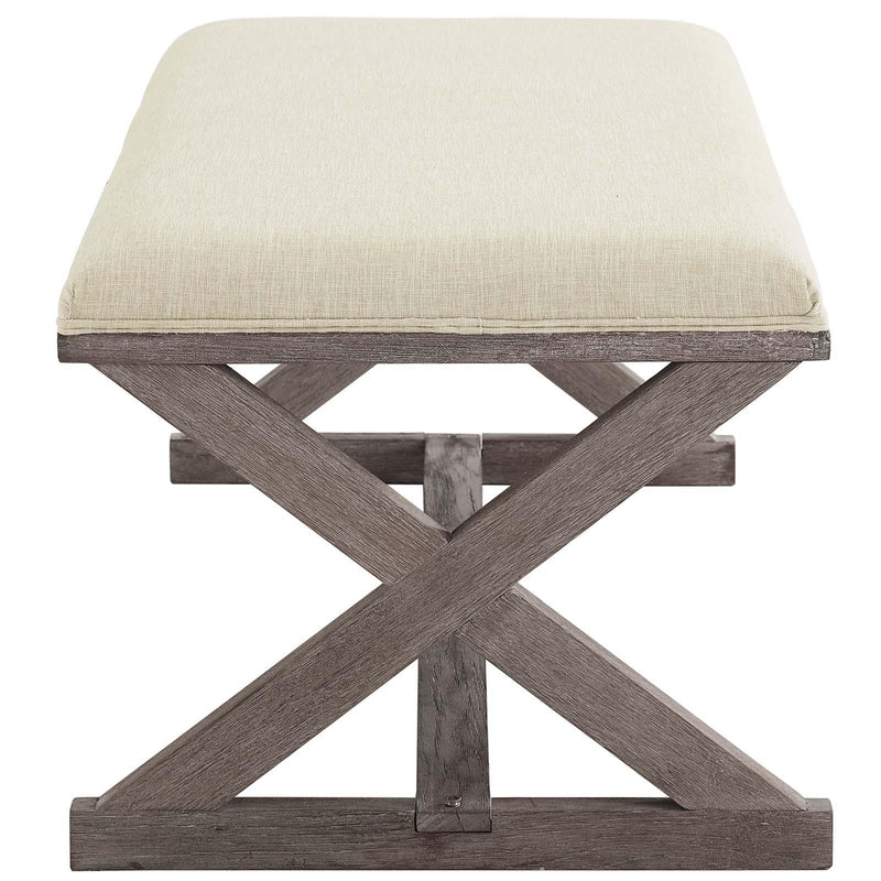 Province Vintage French X-Brace Upholstered Fabric Bench