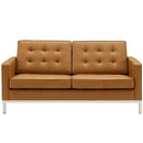 Loft Tufted Upholstered Faux Leather Loveseat