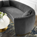 Enthusiastic Vertical Channel Tufted Curved Performance Velvet Sofa