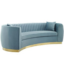 Enthusiastic Vertical Channel Tufted Curved Performance Velvet Sofa