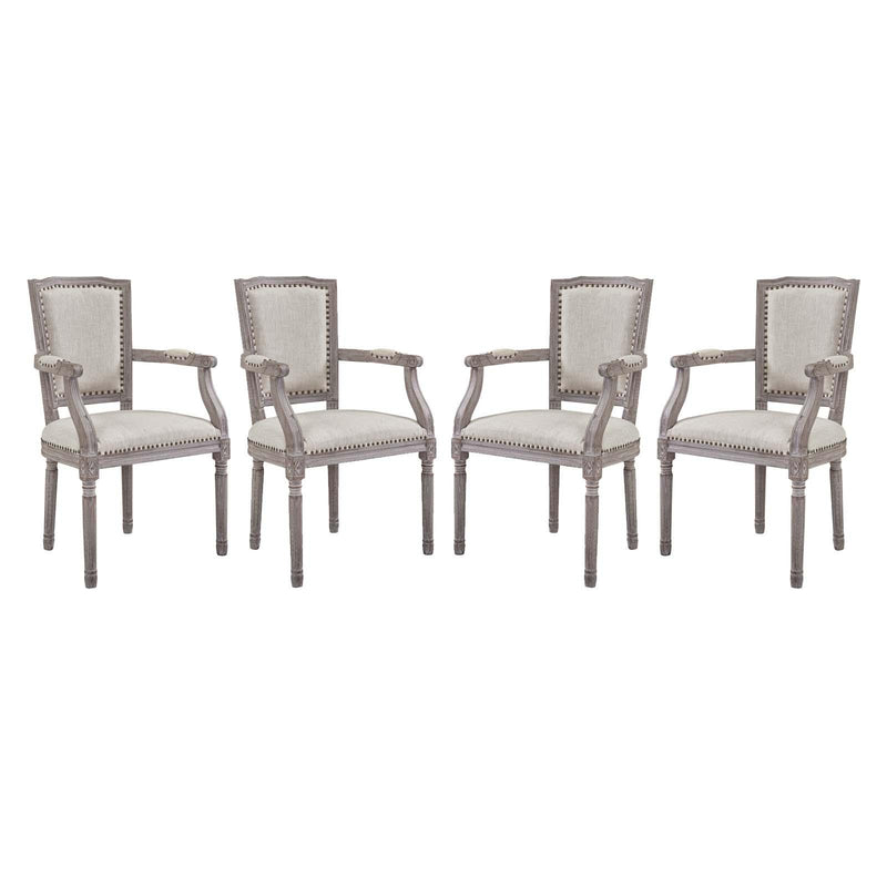 Penchant Dining Armchair Upholstered Fabric Set of 4