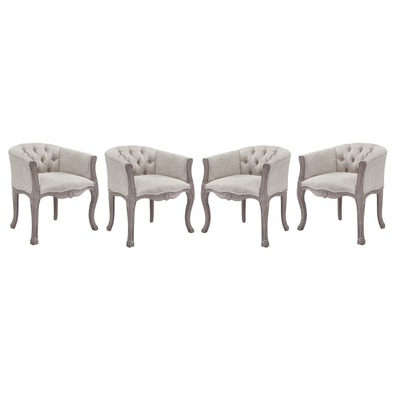 Crown Dining Armchair Upholstered Fabric Set of 4