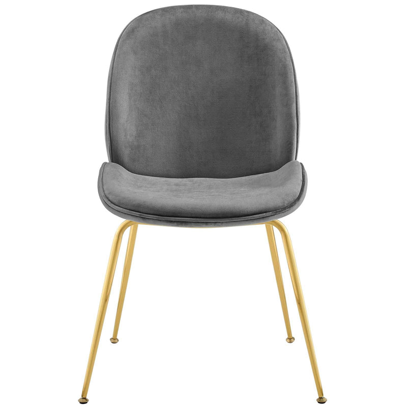Scoop Gold Stainless Steel Leg Performance Velvet Dining Chair