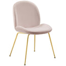 Scoop Gold Stainless Steel Leg Performance Velvet Dining Chair