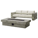 Manteo Rustic Coastal Outdoor Patio Sunbrella� Sofa and Fire Pit Set