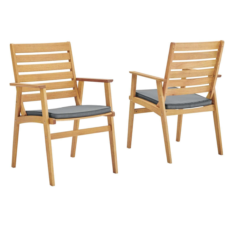 Syracuse Outdoor Patio Eucalyptus Wood Dining Chair Set of 2