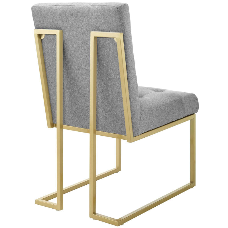 Privy Gold Stainless Steel Upholstered Fabric Dining Accent Chair