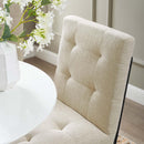 Privy Black Stainless Steel Upholstered Fabric Dining Chair