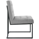 Privy Black Stainless Steel Upholstered Fabric Dining Chair