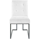 Privy Black Stainless Steel Upholstered Fabric Dining Chair