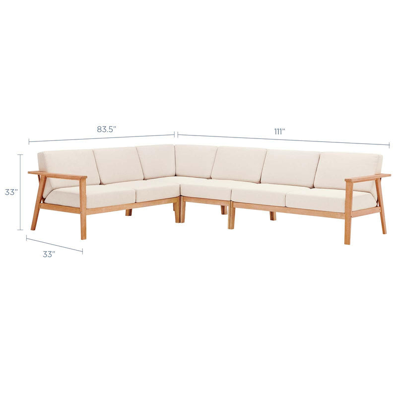 Sedona 4 Piece Outdoor Patio Eucalyptus Wood Sectional