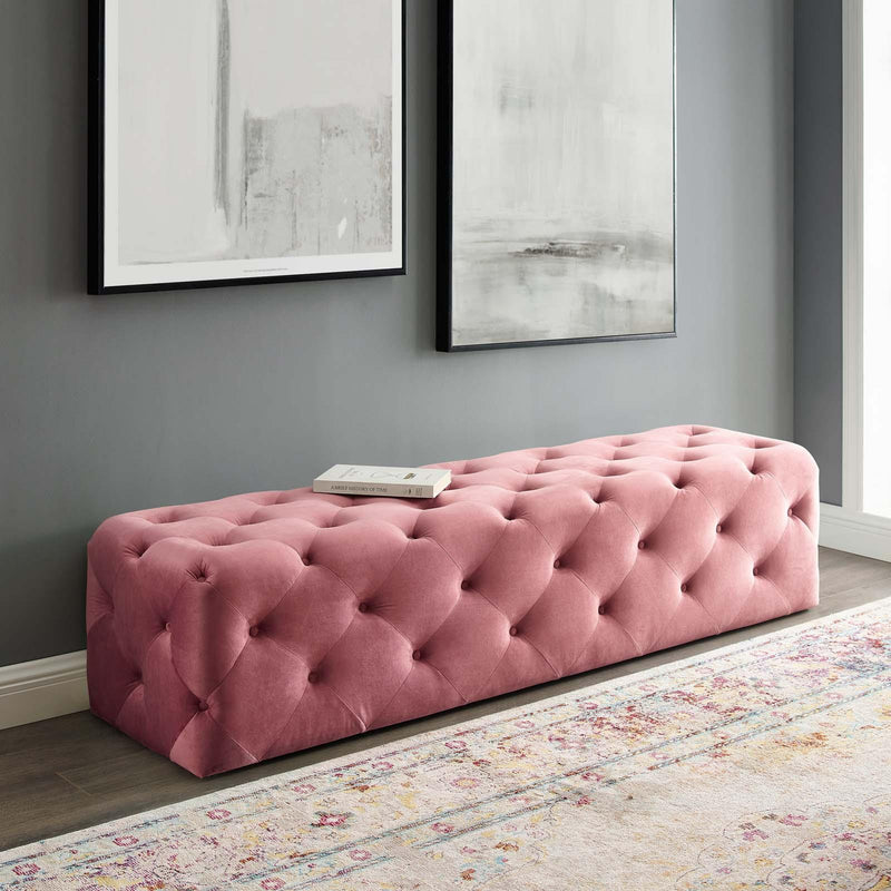Amour 72" Tufted Button Entryway Performance Velvet Bench
