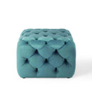 Amour Tufted Button Square Performance Velvet Ottoman