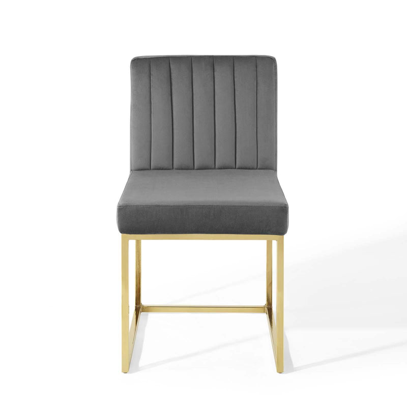 Carriage Channel Tufted Sled Base Performance Velvet Dining Chair
