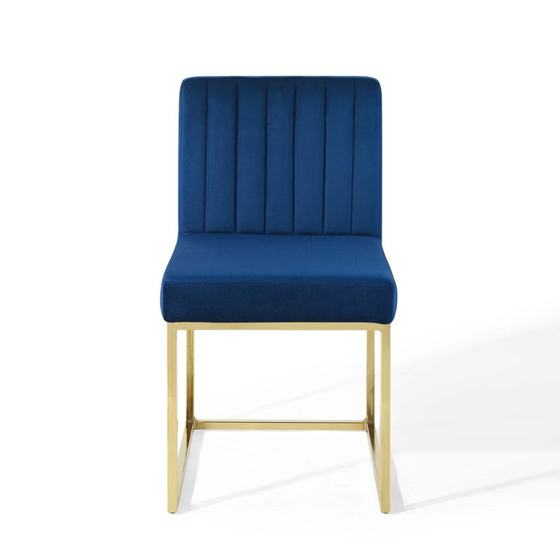 Carriage Channel Tufted Sled Base Performance Velvet Dining Chair