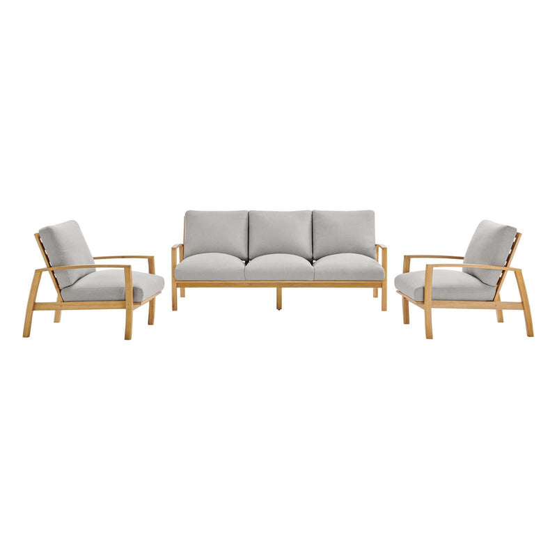 Orlean 3 Piece Outdoor Patio Eucalyptus Wood Set