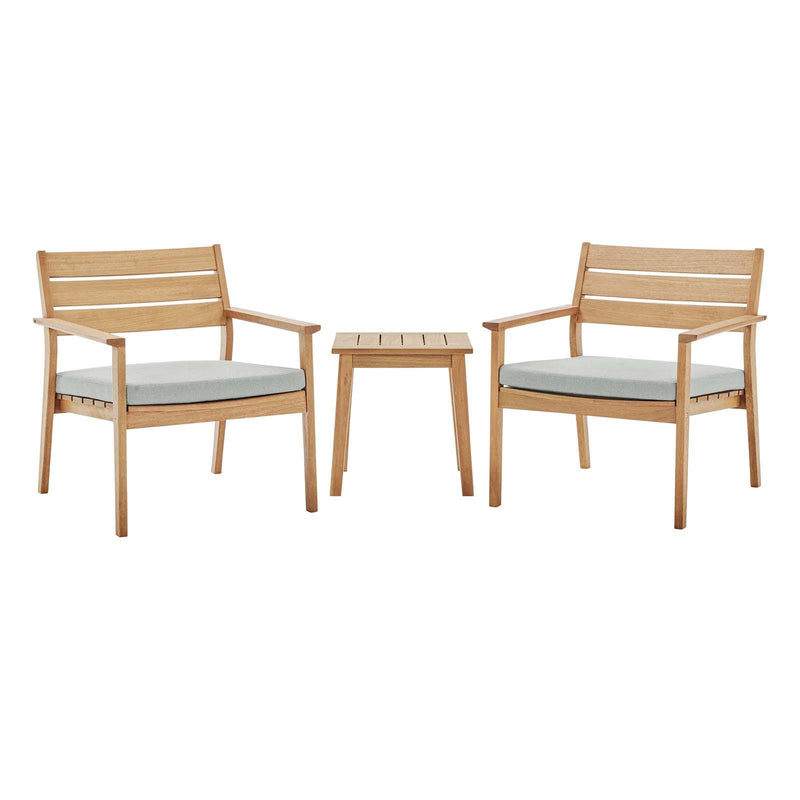 Breton 3 Piece Outdoor Patio Ash Wood Set