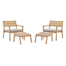 Breton 4 Piece Outdoor Patio Ash Wood Set