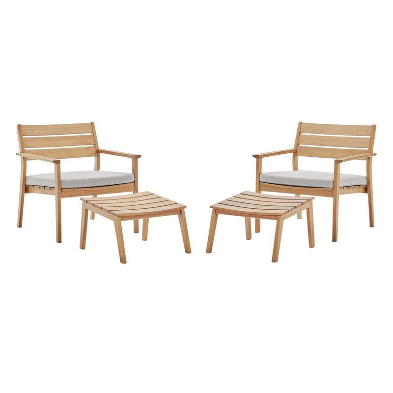 Breton 4 Piece Outdoor Patio Ash Wood Set
