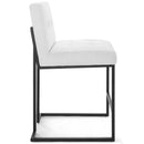 Privy Black Stainless Steel Upholstered Fabric Counter Stool