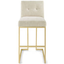 Privy Gold Stainless Steel Upholstered Fabric Bar Stool