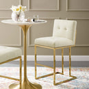 Privy Gold Stainless Steel Performance Velvet Bar Stool