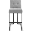 Privy Black Stainless Steel Upholstered Fabric Bar Stool