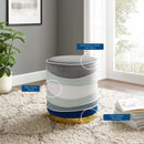 Ribbon Round Performance Velvet Ottoman