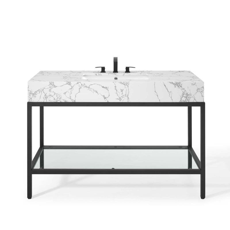 Kingsley 50" Black Stainless Steel Bathroom Vanity