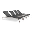 Savannah Outdoor Patio Mesh Chaise Lounge Set of 4