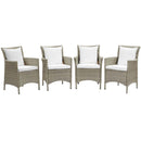 Conduit Outdoor Patio Wicker Rattan Dining Armchair Set of 4