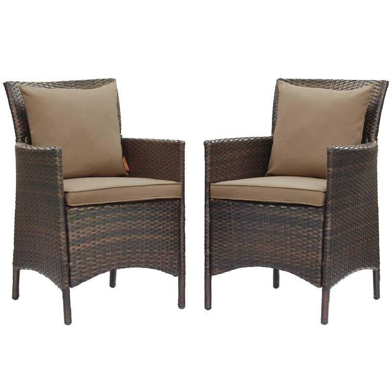 Conduit Outdoor Patio Wicker Rattan Dining Armchair Set of 2