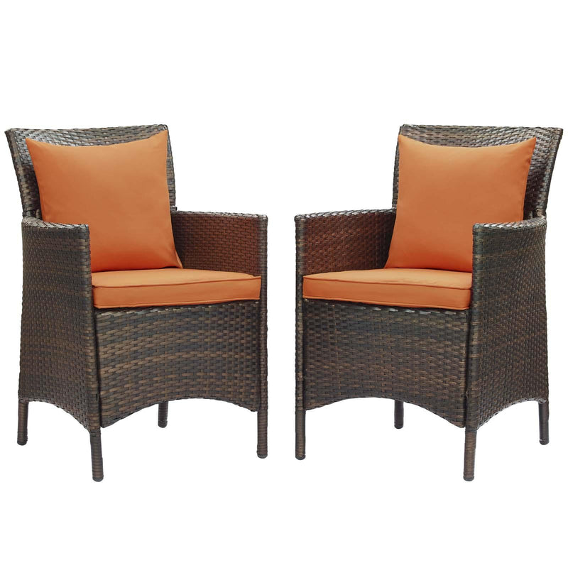 Conduit Outdoor Patio Wicker Rattan Dining Armchair Set of 2