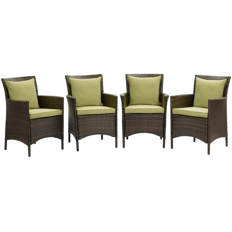 Conduit Outdoor Patio Wicker Rattan Dining Armchair Set of 4