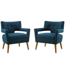 Sheer Upholstered Fabric Armchair Set of 2